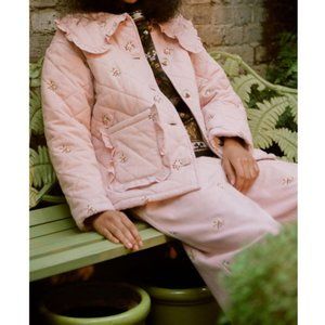 Meadows- Birch Floral Embroidered Quilted Jacket - Dusty Pink - Size S/M